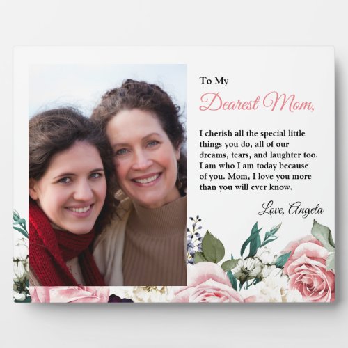 Cherish Words To Mothers Day Elegant Pink Roses Plaque