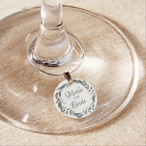 Cherish Wreath Mother of the Bride Personalized Wine Charm