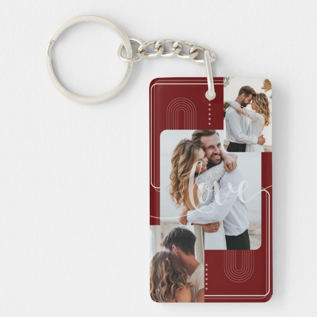 Cherish Your Moments - Personalized 4 Photo Collag Keychain (Front)