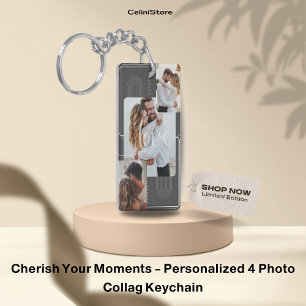 Cherish Your Moments - Personalized 4 Photo Collag Keychain