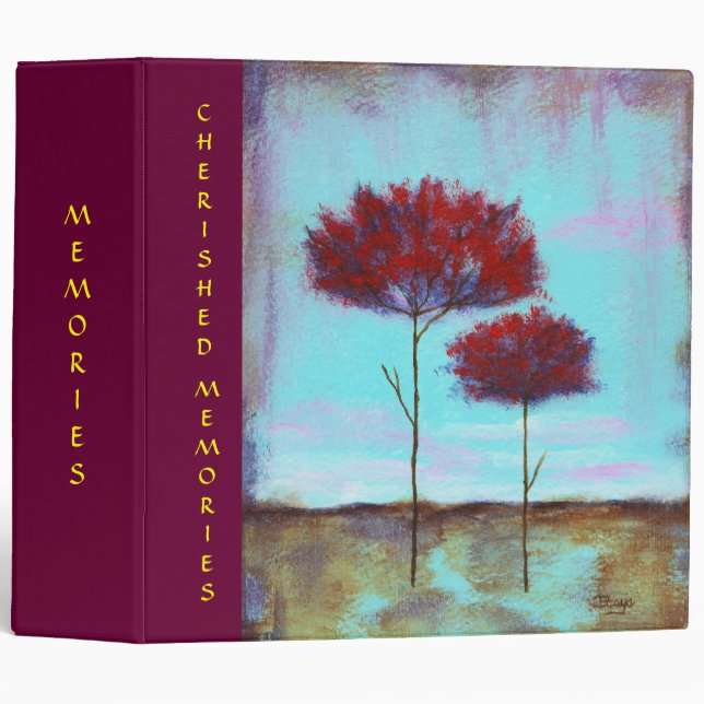 Cherished, Abstract Art Landscape Red Trees Binder (Front/Spine)