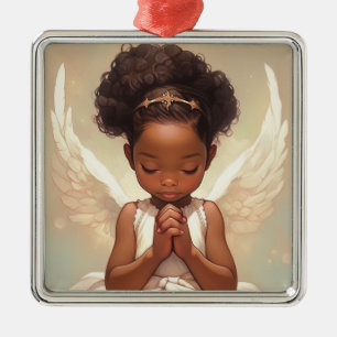 Cherished Black Angel Spirit Metal Ornament