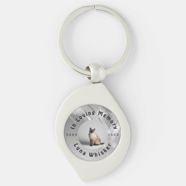 Cherished Cat Photo Memory Frame Art Keychain (Front)