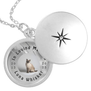 Cherished Cat Photo Memory Frame Art Locket Necklace