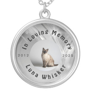 Cherished Cat Photo Memory Frame Art Silver Plated Necklace