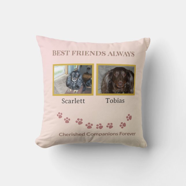 Cherished Companions Pawprint Throw Pillow (Front)
