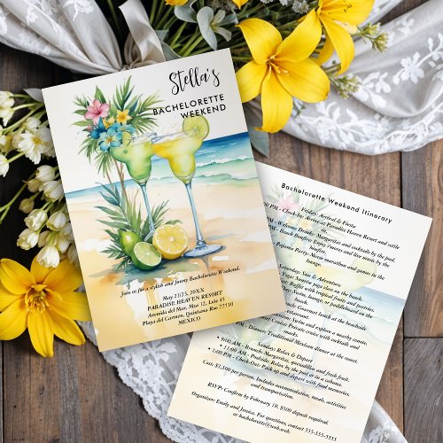 Cherished Cute Floral Margarita Cocktail Glasses  Invitation