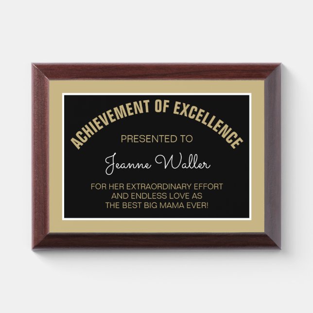 CHERISHED Gift! Custom Best Big Mama Award plaque (Horizontal)