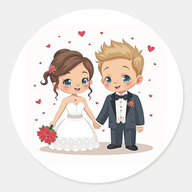 Cherished & Love Wedding Sticker  (Front)