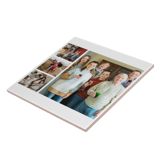 Cherished Memories: Customizable 4 Photo Collage Ceramic Tile (Side)