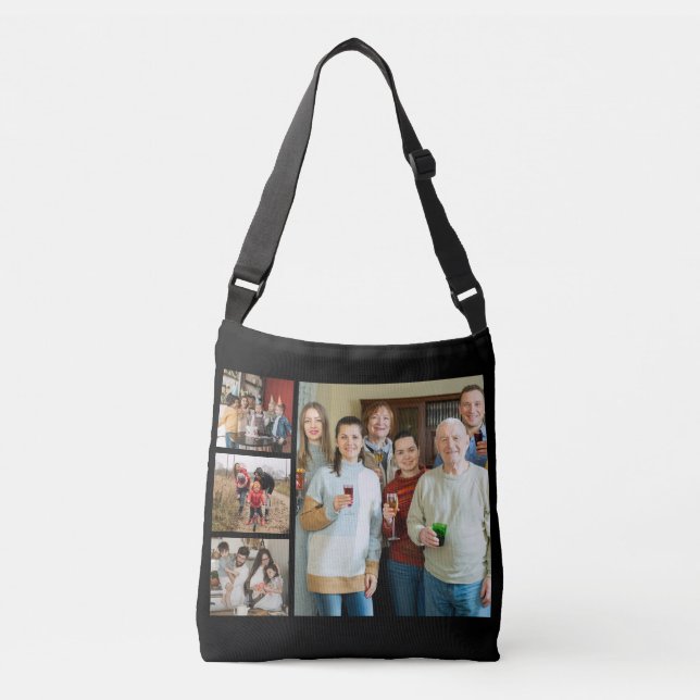 Cherished Memories: Customizable 4 Photo Collage Crossbody Bag (Front)