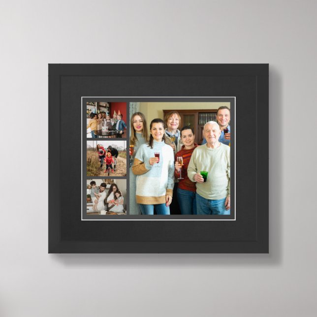 Cherished Memories: Customizable 4 Photo Collage Framed Art (Framed Front)