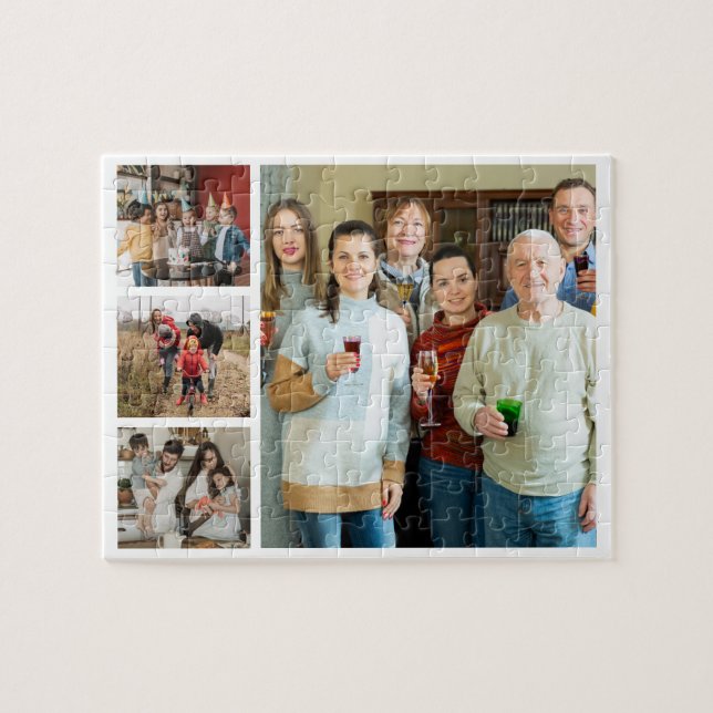Cherished Memories: Customizable 4 Photo Collage Jigsaw Puzzle (Horizontal)