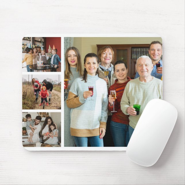Cherished Memories: Customizable 4 Photo Collage Mouse Pad (With Mouse)