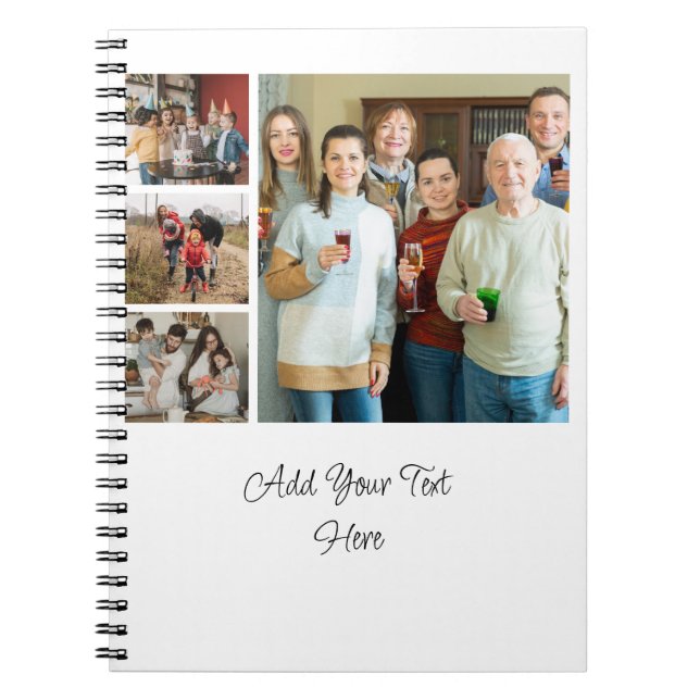Cherished Memories: Customizable 4 Photo Collage Notebook (Front)