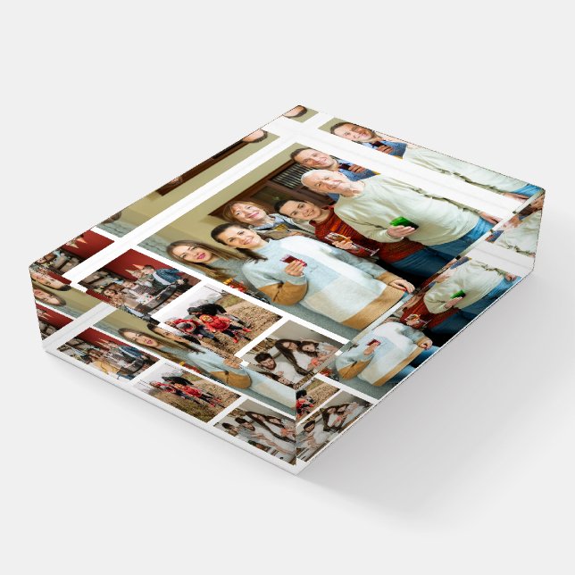 Cherished Memories: Customizable 4 Photo Collage Paperweight (Angled)