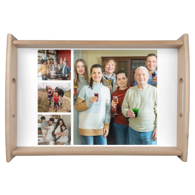 Cherished Memories: Customizable 4 Photo Collage Serving Tray (Front)