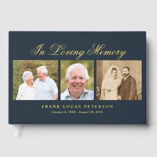 Cherished Memories Funeral Memorial Foil Guest Book
