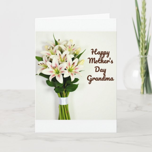 Cherished Mom Flower Bouquet Card (Front)