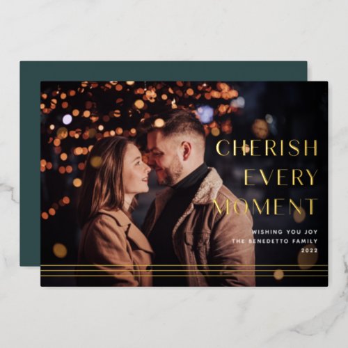 Cherished Moment  Photo  Foil Holiday Card