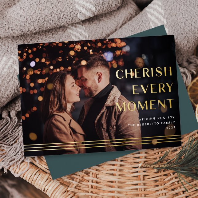 Cherished Moment | Photo  Foil Holiday Card (Creator Uploaded)