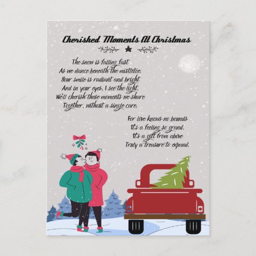 Cherished Moments at Christmas Poem Holiday Postcard