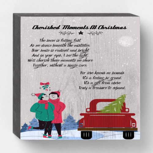 Cherished Moments at Christmas Poem Wooden Box Sign