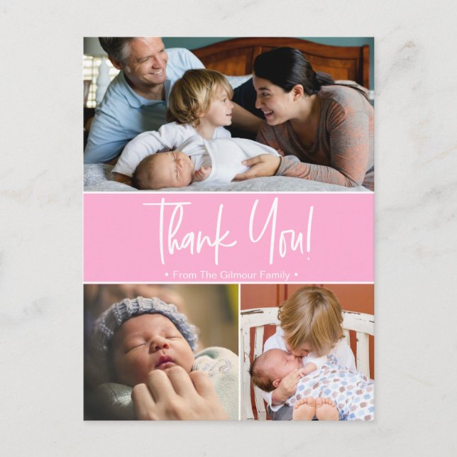 Cherished Moments: Customizable Baby Thank You Pho Announcement Postcard (Front)