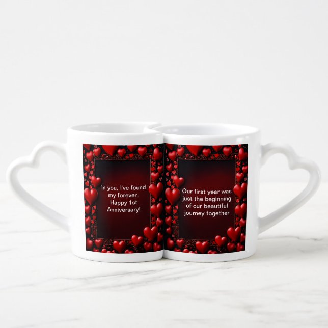 Cherished Moments:Lovers' Mugs for 1st Anniversary (Back Nesting)
