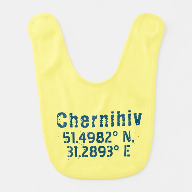 Chernihiv Ukraine Latitude & Longitude Distressed  Baby Bib (Front)