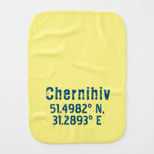 Chernihiv Ukraine Latitude & Longitude Distressed  Baby Burp Cloth