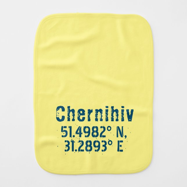 Chernihiv Ukraine Latitude & Longitude Distressed  Baby Burp Cloth (Front)