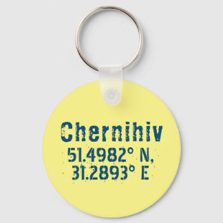 Chernihiv Ukraine Latitude & Longitude Distressed  Keychain