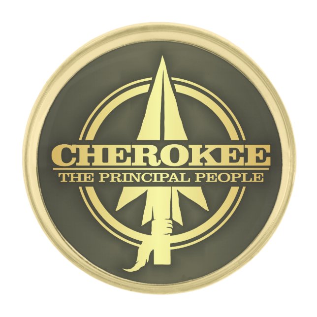 Cherokee (arrowhead 2) gold finish lapel pin (Front)