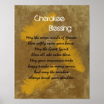 Cherokee Blessing Golden Feather Poster by Irisangel at Zazzle