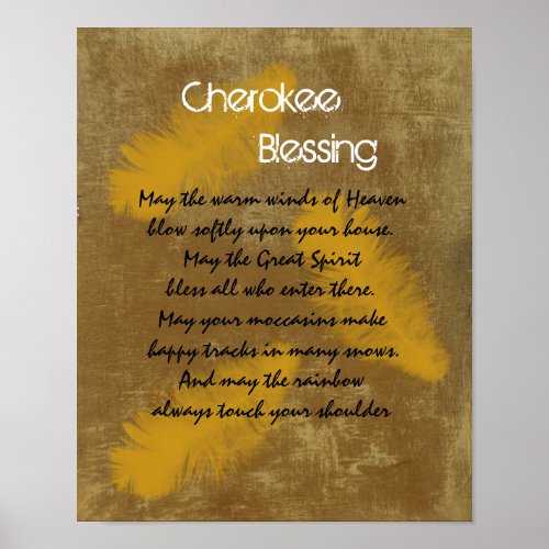 Cherokee blessing Golden feather Poster