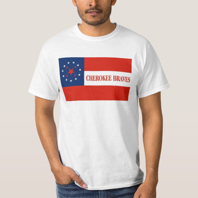 Cherokee Braves Flag, United States T-Shirt (Front)