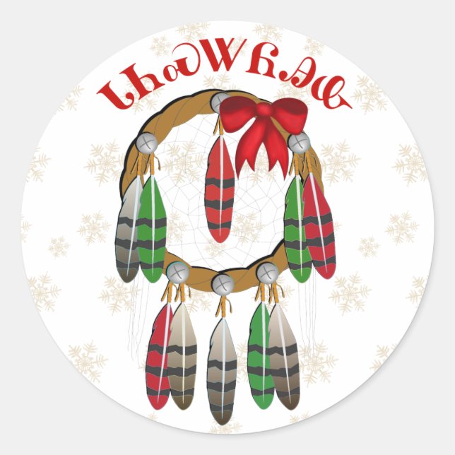 Cherokee Christmas Dream Catcher Classic Round Sticker (Front)
