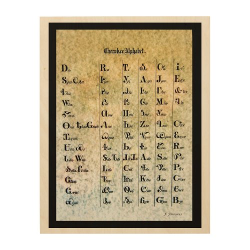 Cherokee Indian Alphabet Wood Wall Art