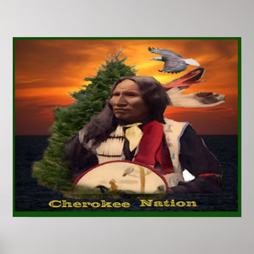 Cherokee Indian art poster