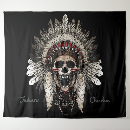 Cherokee Indian Tribal Skull Tapestry