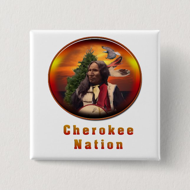 Cherokee indians art button (Front)