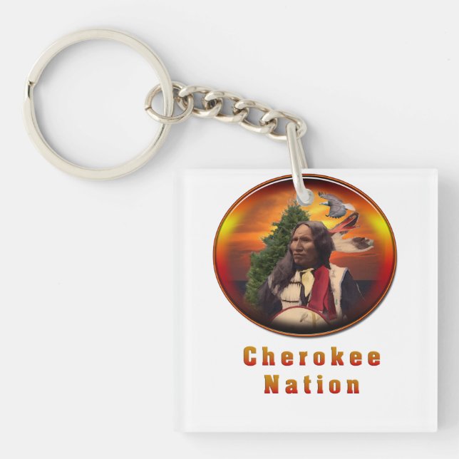 Cherokee indians art keychain (Front)