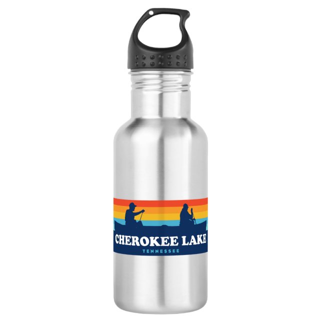Cherokee Lake Tennessee Canoe Stainless Steel Water Bottle (Front)
