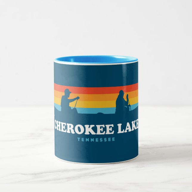 Cherokee Lake Tennessee Canoe Two-Tone Coffee Mug (Center)