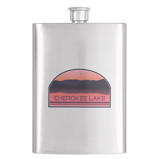 Cherokee Lake Tennessee Red Sunrise Flask (Front)
