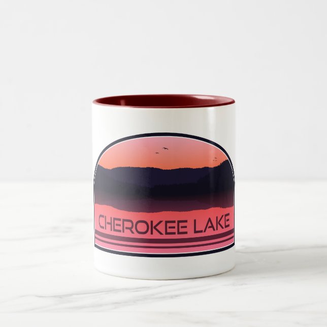 Cherokee Lake Tennessee Red Sunrise Two-Tone Coffee Mug (Center)