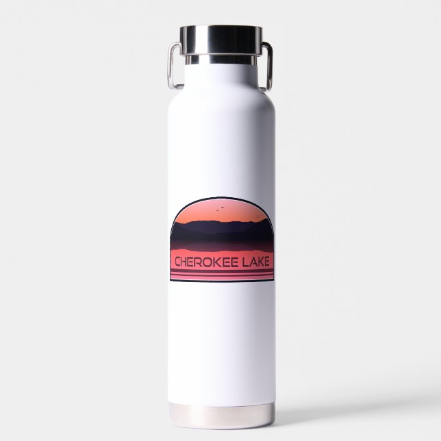 Cherokee Lake Tennessee Red Sunrise Water Bottle (Front)