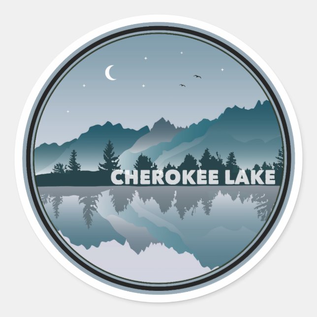 Cherokee Lake Tennessee Reflection Classic Round Sticker (Front)