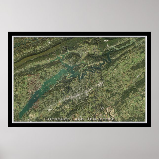 Cherokee Lake Tennessee Satellite Poster Map (Front)